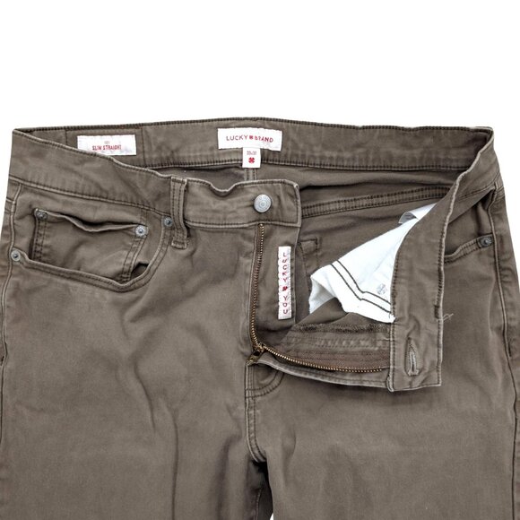 Lucky Brand 121 Slim Straight Jeans Mens Brown Cotton Stretch Denim Size 33x32 - Picture 5 of 13